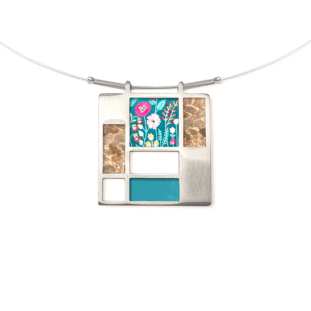 L136 (12) Flowers On Turquoise